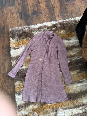 Mauve Knit Long Cardigan Sweater